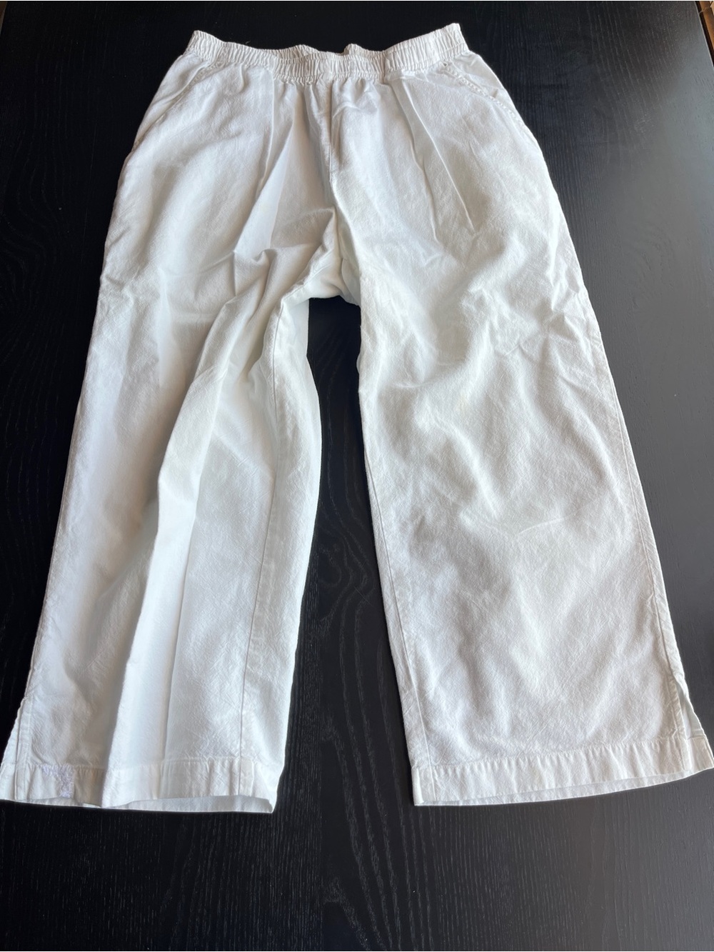 Cathy Essentials Size S White Cotton Wide Leg Beach Pants